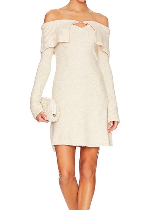 cult gaia Dresses & Skirts - Cult Gaia- Edna Knit Off Shoulder Mini Dress in Off White